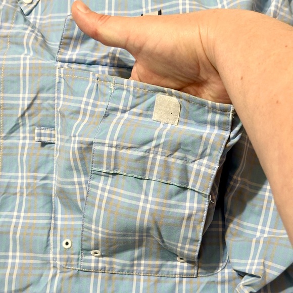 Columbia PFG Super Bahama Blue Plaid L/S Button-Down Collared Sport Shirt - XL - Picture 6 of 16